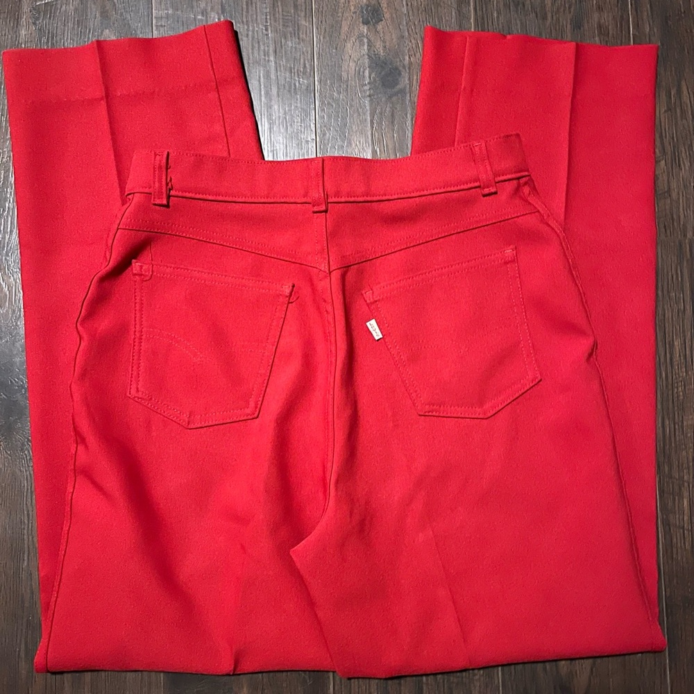 Vintage 1980's Levi's Red Polyester High Waisted Pants - Picture 2 of 6